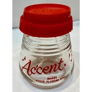 Vintage Accent Mini 2" Seasoning Glass Spice Jar "Makes Flavors Sing" W/Red Lid